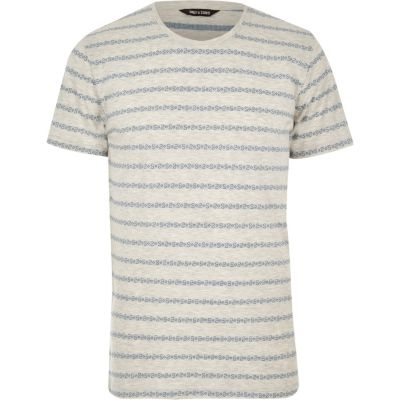 Ecru Only & Sons stripe t-shirt